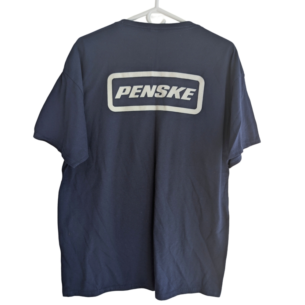 Penske Men's Extra‎ Large Blue Short Sleeve Graphic Tee Shirt
